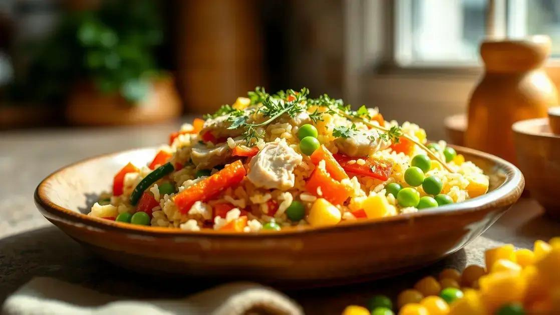 Arroz de couve-flor com frango desfiado
