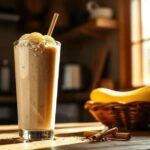 smoothie proteico de banana e pasta de amendoim