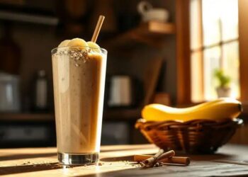 smoothie proteico de banana e pasta de amendoim