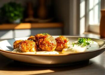 almôndegas de peixe com purê de couve-flor