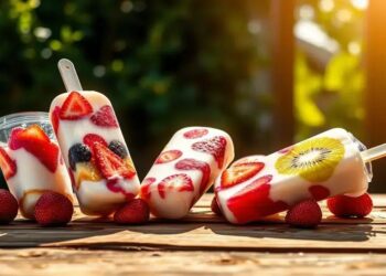 Frutas congeladas com iogurte