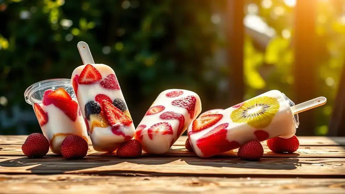 Frutas congeladas com iogurte
