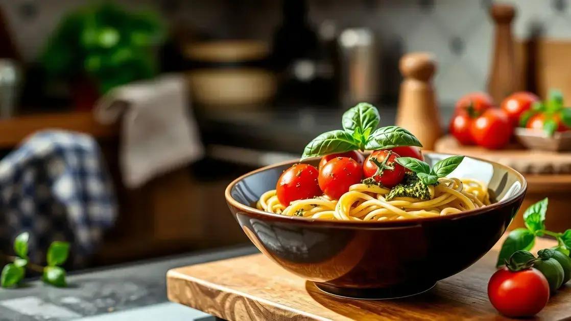 macarrão integral com pesto
