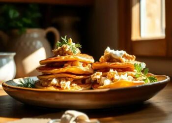 Mini panquecas recheadas com frango e requeijão light