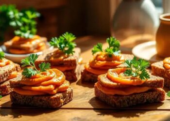mini sanduíches de patê de cenoura com pão integral