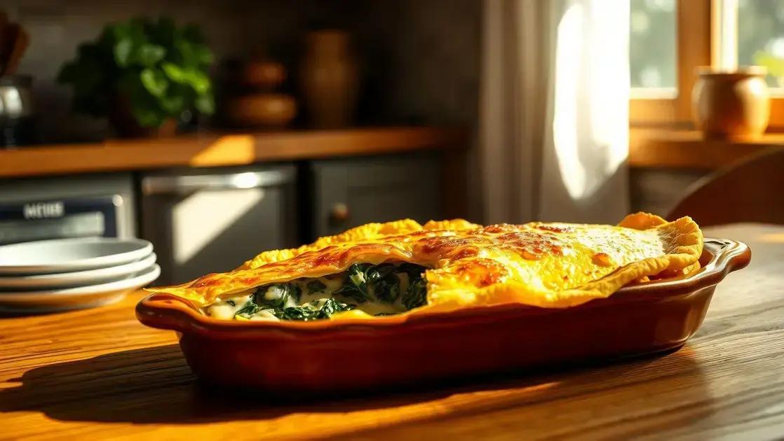 Omelete de forno com queijo e espinafre