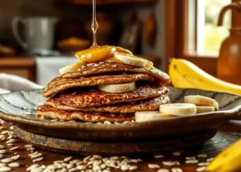 panqueca de aveia recheada com banana e pasta de amendoim
