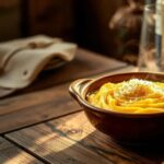 polenta cremosa com ragu de carne