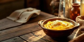 polenta cremosa com ragu de carne