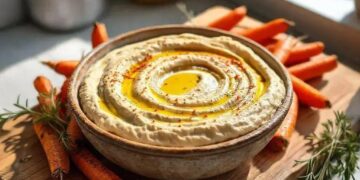 cenourinhas baby com hummus caseiro