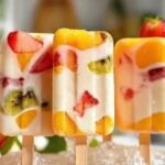 Picolés caseiros de frutas e iogurte