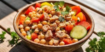 Salada de grão de bico com atum