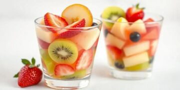 Gelatina diet com frutas frescas