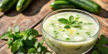 Sopa fria de pepino e hortelã