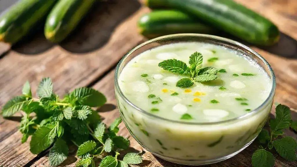 Sopa fria de pepino e hortelã